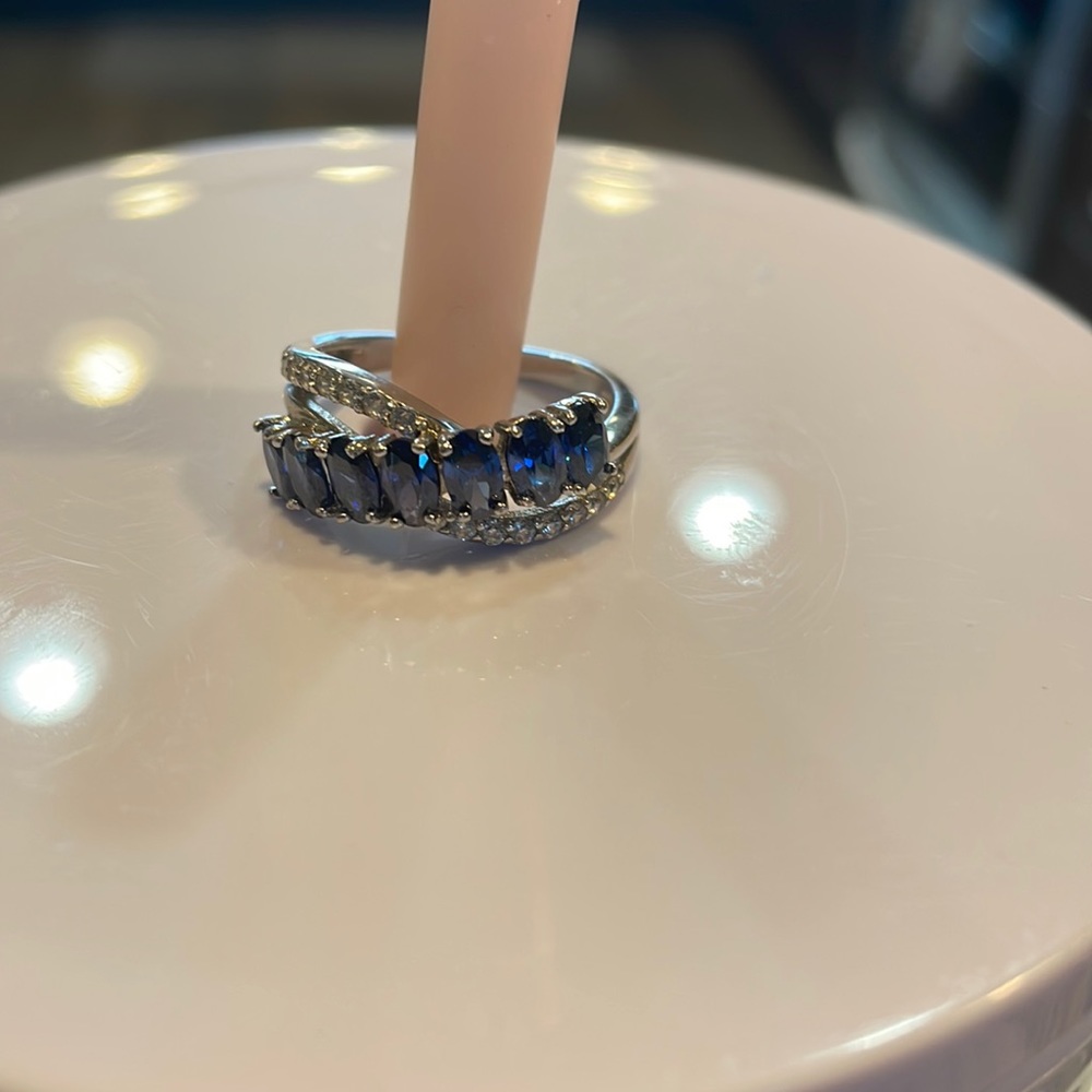 Sapphire sterling silver ring. Size 7